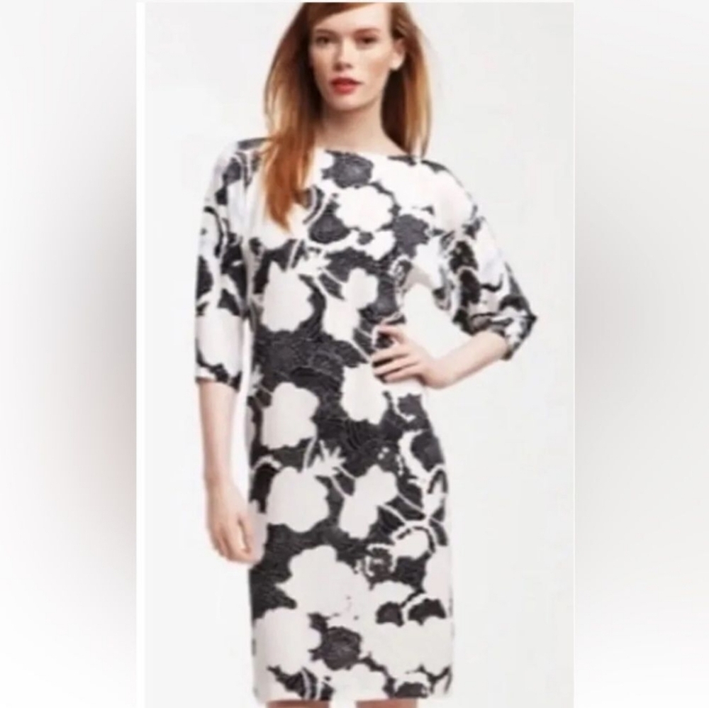 NEW $595 DVF Diane von Furstenberg Maja Two 100% Silk Dress Black Cream Floral